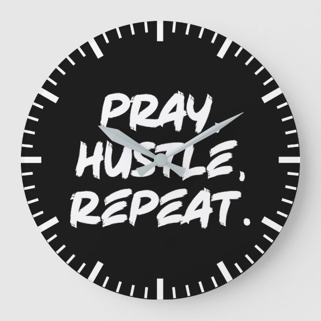 Pray, Hustle, Repeat - Faith, Success Motivational Stor Klocka (Framsida)