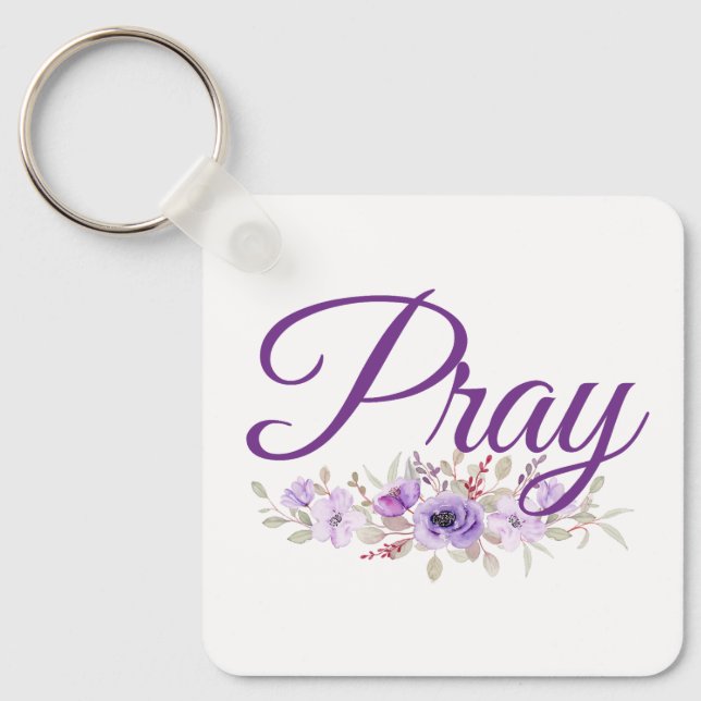Pray inspirational Quolower Nyckelring (Framsida)