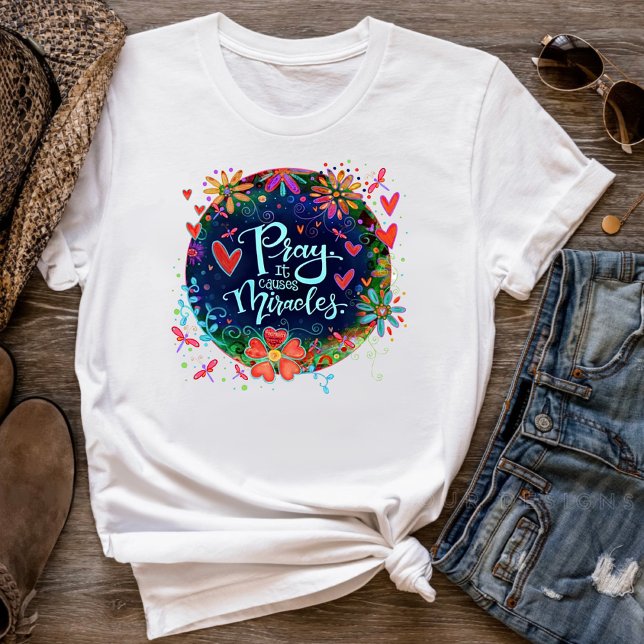Pray Miracles Söt Blommigt Dragonfly Ireland T Shirt (Skapare uppladdad)
