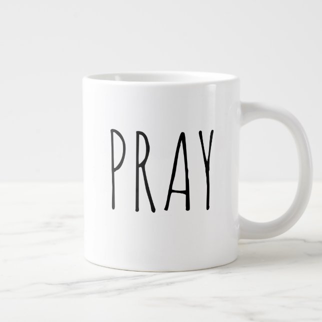 Pray Modern Black White Farmhouse Jumbo Mugg (Höger)