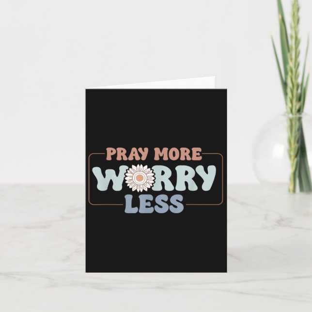 Pray More Worry Less Sunflower Motivation  Kort (Framsida)