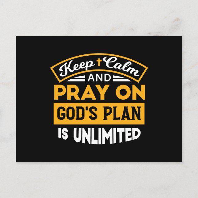 Pray On and Trust God's Unlimited Plan Faith-based Helg Vykort (Framsida)