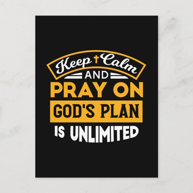 Pray On and Trust God's Unlimited Plan Faith-based Vykort (Framsida)