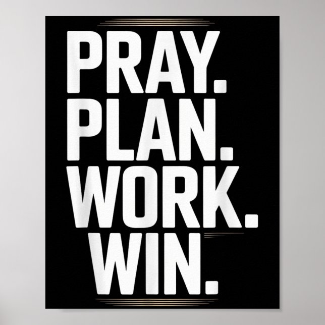 Pray Plan Work Win- Faith Hustle Christian Motivat Poster (Framsidan)