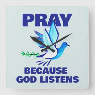 PRAY Poster Fyrkantig Klocka