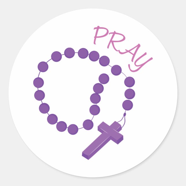 Pray Rosary Runt Klistermärke (Framsida)