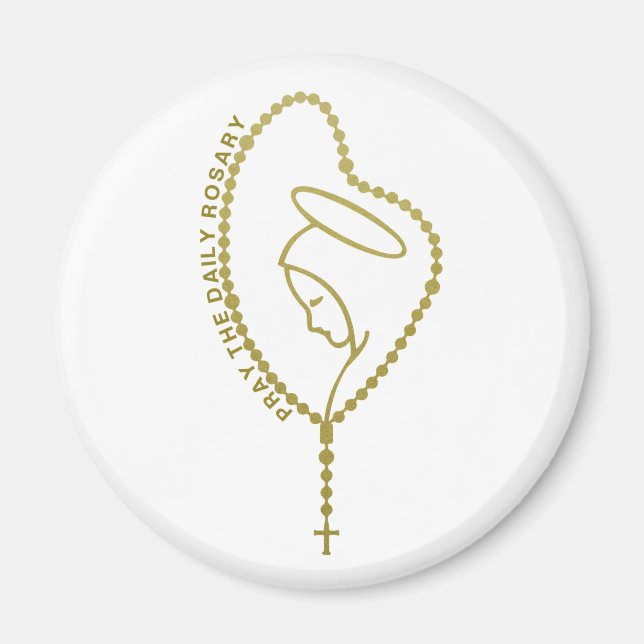 PRAY THE DAILY ROSARY VIRGIN MARY GULD MAGNET (Framsidan)