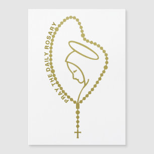 PRAY THE DAILY ROSARY VIRGIN MARY GULD MAGNET