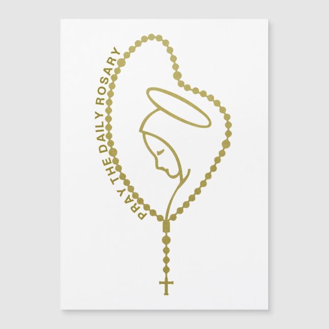 PRAY THE DAILY ROSARY VIRGIN MARY GULD MAGNET (Framsida)