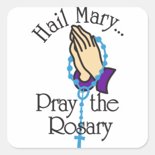 Pray the Rosary Fyrkantigt Klistermärke