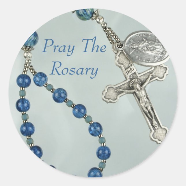 Pray the Rosary Runt Klistermärke (Framsida)