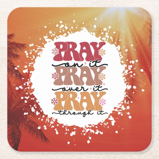 Pray Tropical Sunset Underlägg Papper Kvadrat (Framsidan)