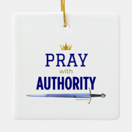 Pray with Authority - Blue Square,  Julgransprydnad Keramik