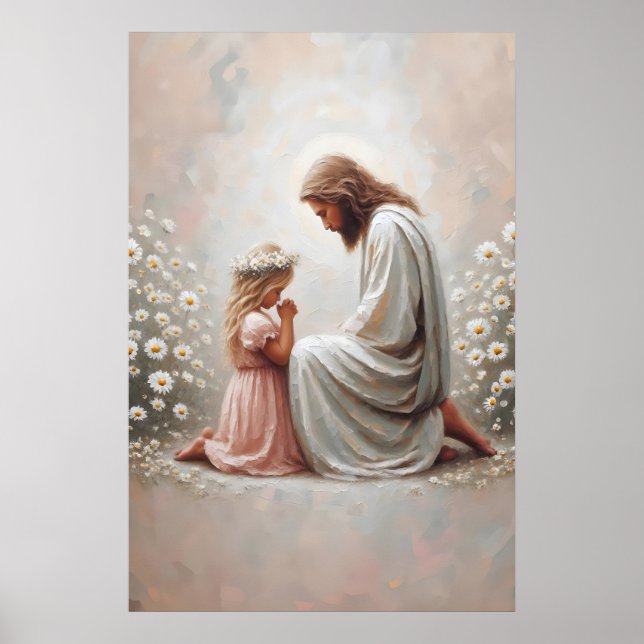 Pray With You Jesus and Girl Jesus and Kids Christ Poster (Framsidan)