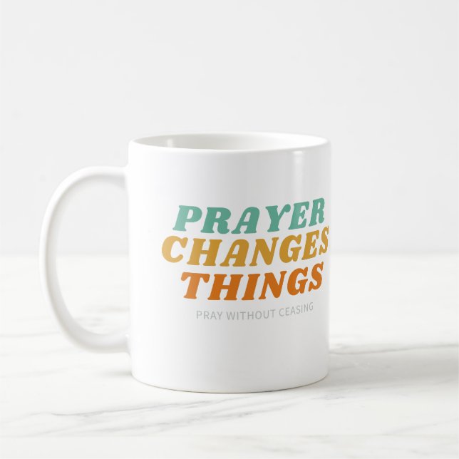 Pray without Ceasing, Bible Verse Gud Christian Kaffemugg (Vänster)