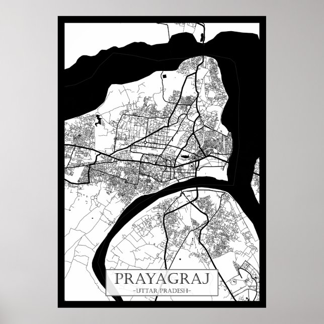 Prayagraj Uttar Pradesh Stadskarta Poster (Framsidan)