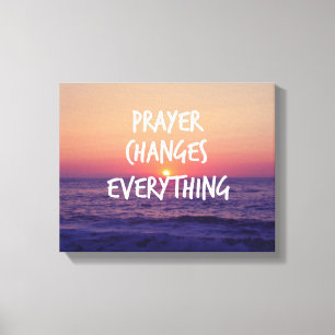 Prayer ändrar allt kristet citat canvastryck
