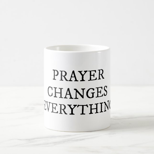 Prayer ändrar allt kristet citat kaffemugg (Center)