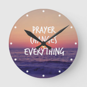 Prayer ändrar allt kristet citat rund klocka