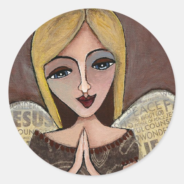 Prayer Angel - dekal Runt Klistermärke (Framsida)