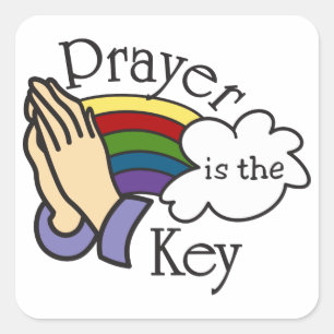 Prayer är Nyckel Fyrkantigt Klistermärke