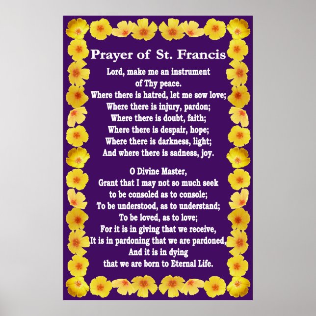 Prayer av Sankt Francis med Golden Poppies Gräns Poster (Framsidan)