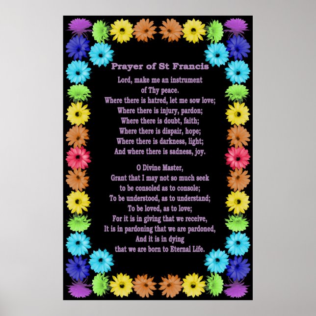 Prayer av St. Francis i en regnbåge Flower Gräns Poster (Framsidan)