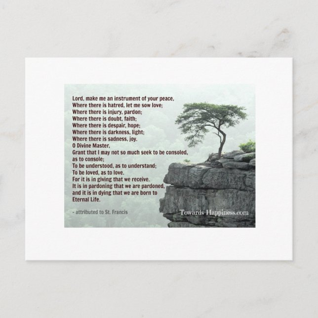 Prayer av vykort för helige Francis (Framsida)