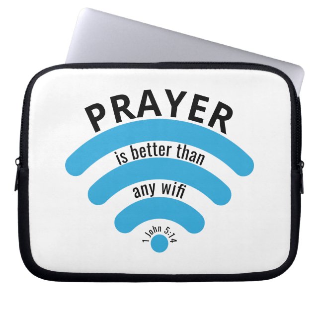 PRAYER BÄTTRE ÄN WIFI Motivational Laptop Fodral (Framsidan)