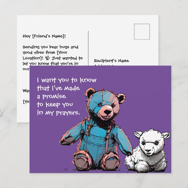 Prayer-Bear-vykort Vykort (Fram/baksida)
