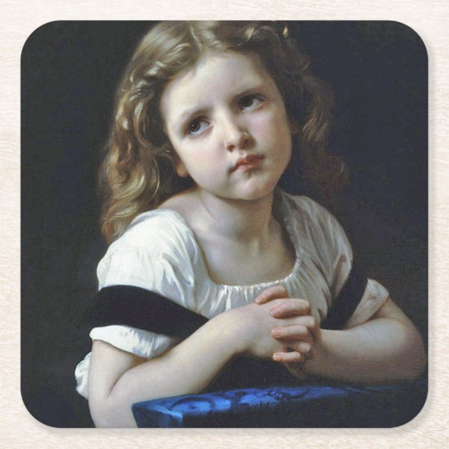 Prayer, Bouguereau Underlägg Papper Kvadrat (Framsidan)