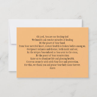 Prayer Card for Healing and Health Tack Kort