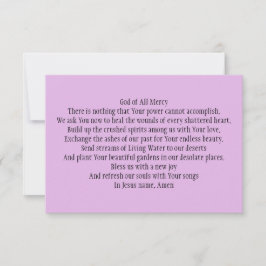 Prayer Card for the Healing of Shattered Hearts Tack Kort