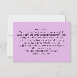 Prayer Card for the Healing of Shattered Hearts Tack Kort
