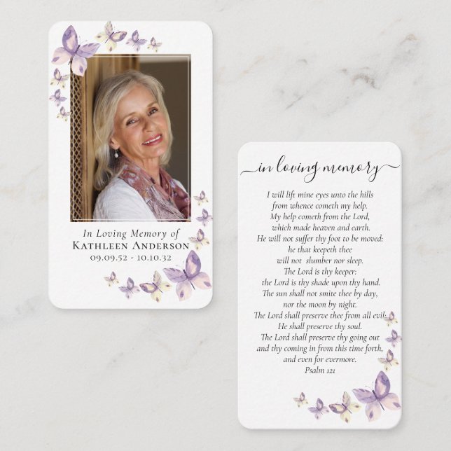 Prayer Card | Foto av Lilac Butterflies (Fram/baksida)
