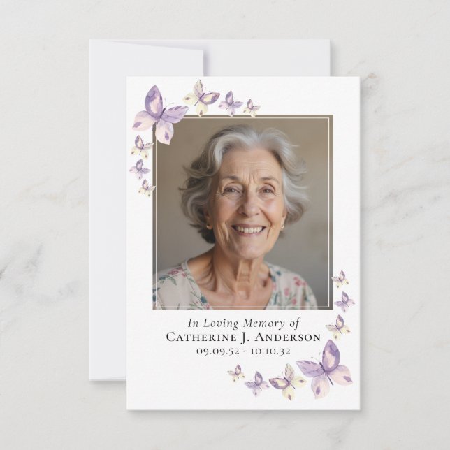 Prayer Card | Foto av Lilac Butterflies Anteckningskort (Framsida)