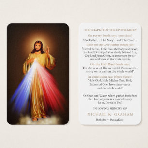 Prayer Card Funeral   Divine Mercy Chaplet 01 Visitkort