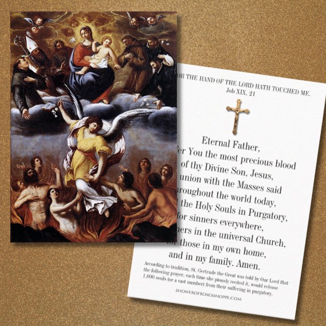 Prayer Card Heliga Souls in Purgatory St Gertrude Placeringskort (Skapare uppladdad)