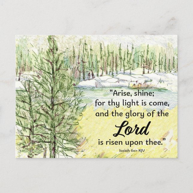 Prayer Card Isaiah Scripture Mountain Lake Vykort (Framsida)
