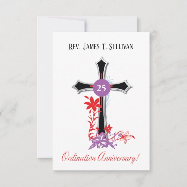 Prayer Card Namn 25:e ordination Anniury Black Tack Kort (Framsida)