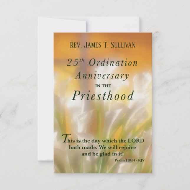 Prayer Card Namn 25:e ordnings-årsdagen Lily Tack Kort (Framsida)