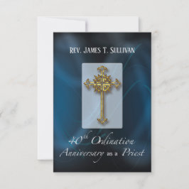 Prayer Card Namn 40:e ordnings-årsdagen blått Tack Kort