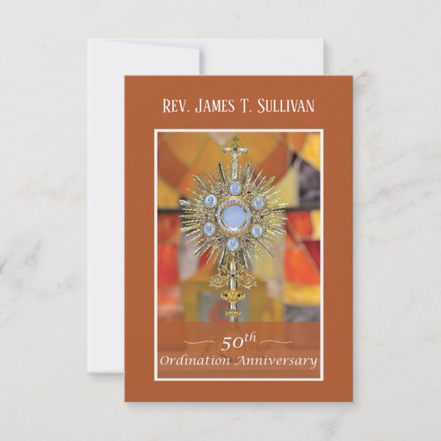 Prayer Card Namn 50th Ordination Anniury Host Tack Kort (Framsida)