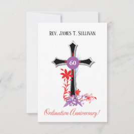 Prayer Card Namn 60:e ordination Anniury Black Tack Kort