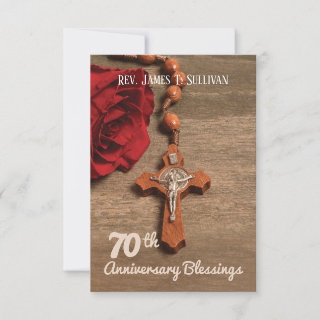 Prayer Card Namn 70:e ordnings-årsdagen Ro Tack Kort (Framsida)