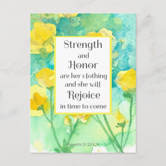 Prayer Card Scripture Proverbs Yellow Flowers  Vykort (Framsida)