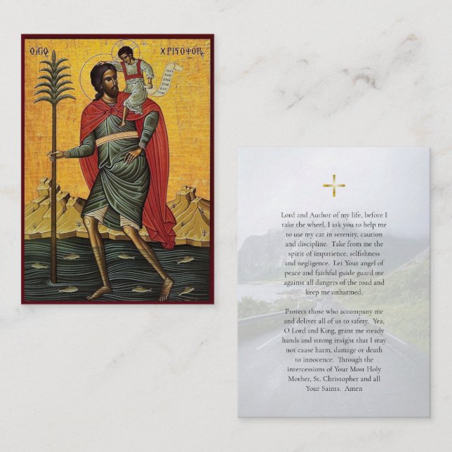 Prayer Card to St. Christopher for Drivers Placeringskort (Fram/baksida)