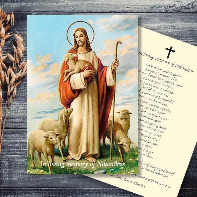 Prayer Cards Sympathy Tack Bra Shepherd Kort (Catholic Prayer Cards for a funeral. Funeral keepsake, Mass Card, Holy Card)