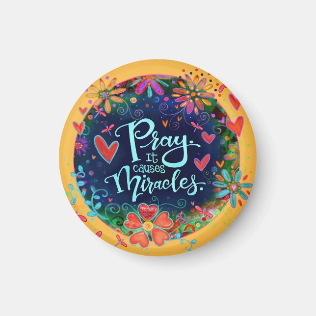 Prayer Causes Miracles Great Floral Irland Magnet (Framsidan)