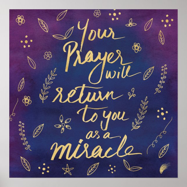 Prayer Faith Hope Miracle Affirmation Art Poster (Framsidan)